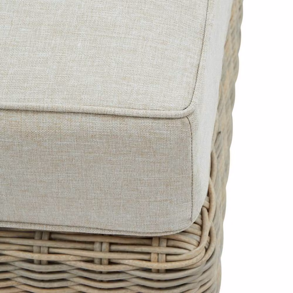 Lemon Pavilion Capri Collection Outdoor Foot Stool in Beige Metal, W: 81 cm, D: 56 cm, H: 24 cm – 2