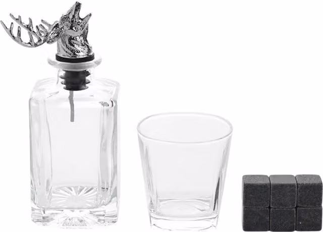 Harvey Makin Men's Whisky Stag Decanter and Glass Set with Cooling Stones in Clear – 1