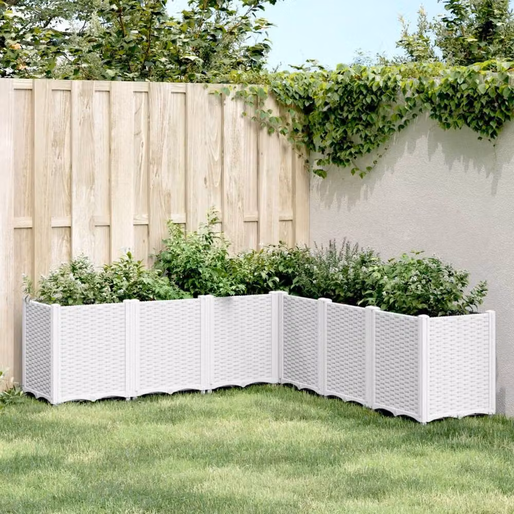 Berkfield Home Beautiful Garden Planter Tub in White, W: 160 cm, D: 160 cm, H: 53 cm – 2