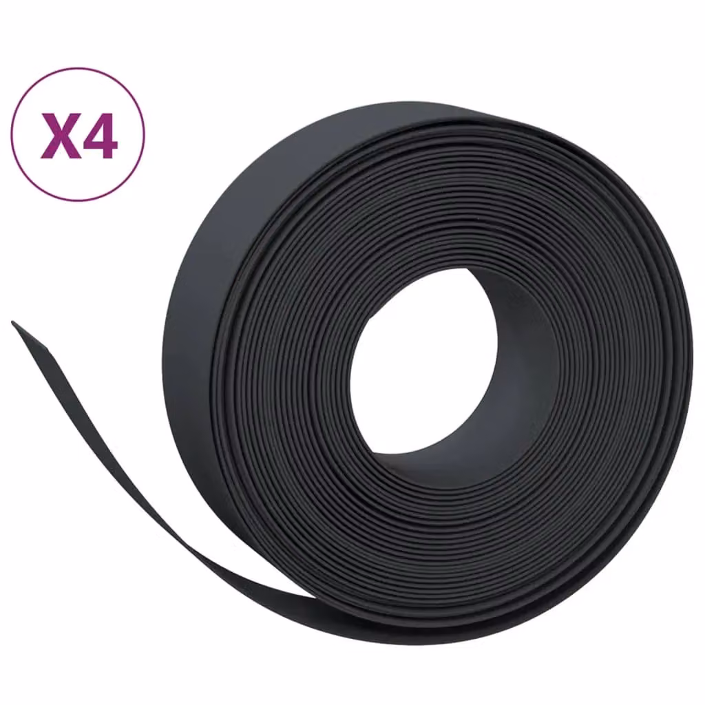 Berkfield Home Garden Edgings, 4 Pieces, Black, 10 m, 15 cm, Polyethylene – 2