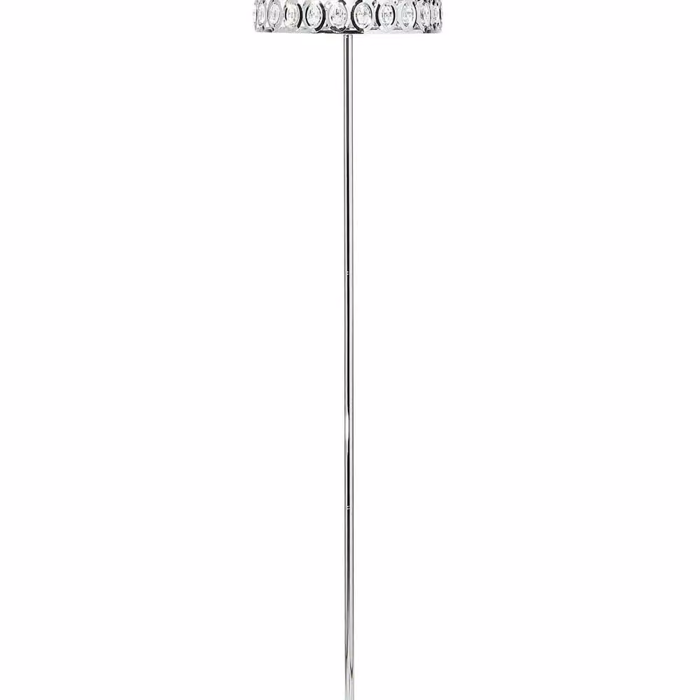 Wyld and Coco Glamour Lux Silver Metal and Crystal Floor Lamp with Cylinder Shade, Height: 160 cm – 2