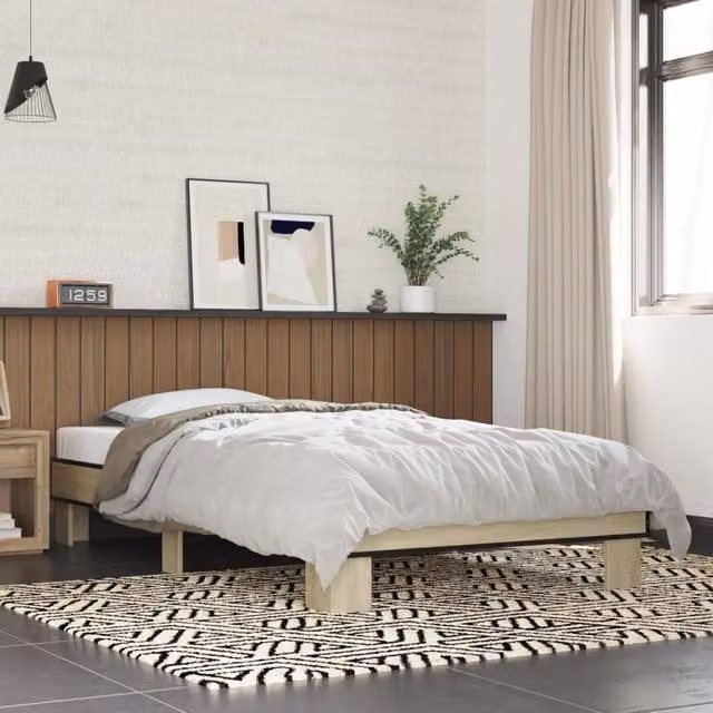 Berkfield Home Sonoma Oak Small Single Bed Frame in Brown W/D/H: 75 x 190 cm