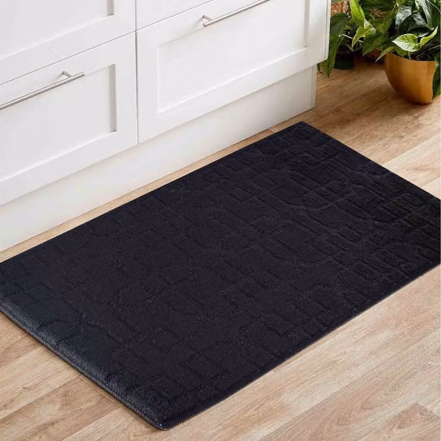 RugsbyDesire Black Ivy Cubed Trellis Design Anti Slip Washable Rectangular Doormat Runner, W: 50 cm, L: 80 cm