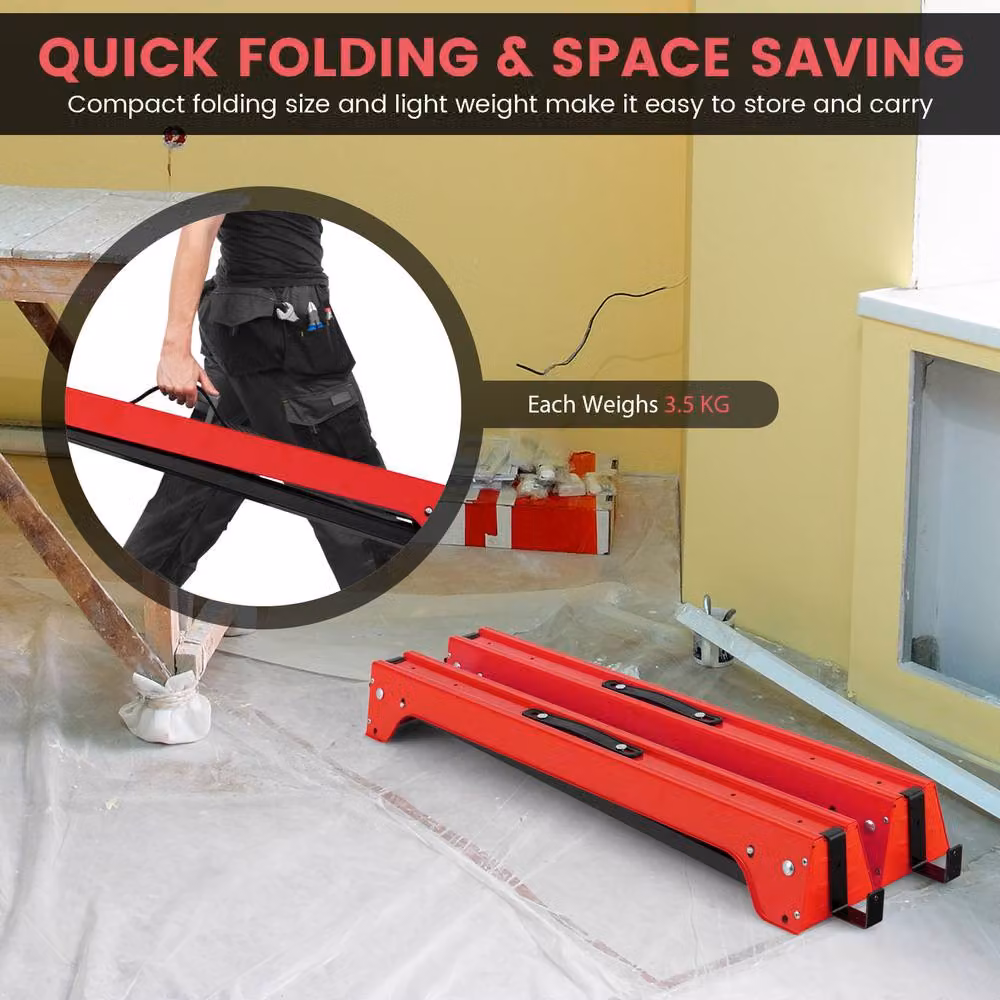 Gymax 2 Pack Folding Sawhorses Compact Tool Stands in Red – 5