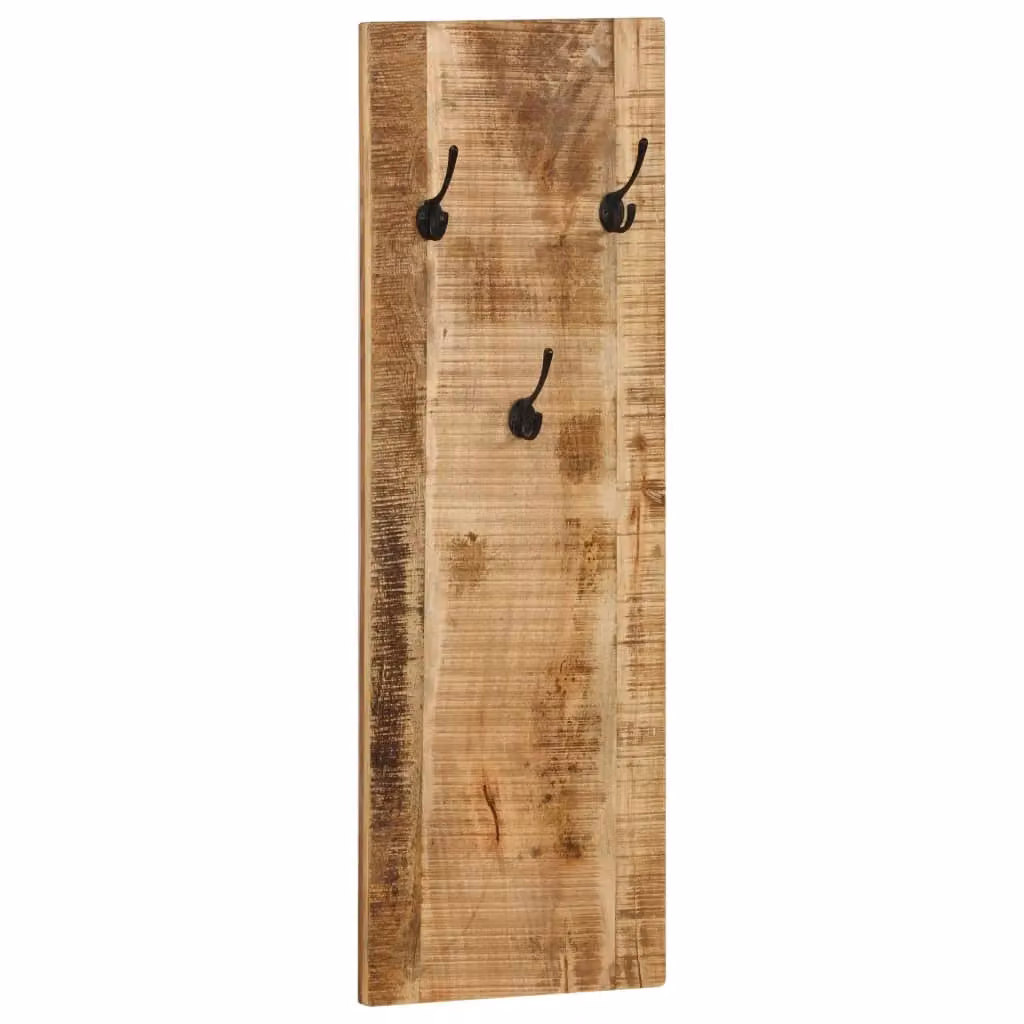 Berkfield Home Set of 2 Wall-mounted Mango Wood Coat Racks in Brown, W/H/D: 110 x 36 x 3 cm – 2