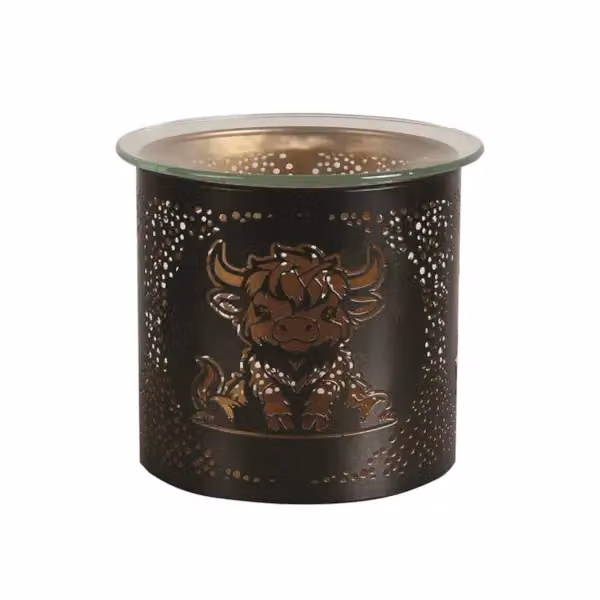 Aromatize Highland Cow Multi Functional Tealight Wax Melt Burner in Black and Gold, Diameter: 10.5 cm – 3