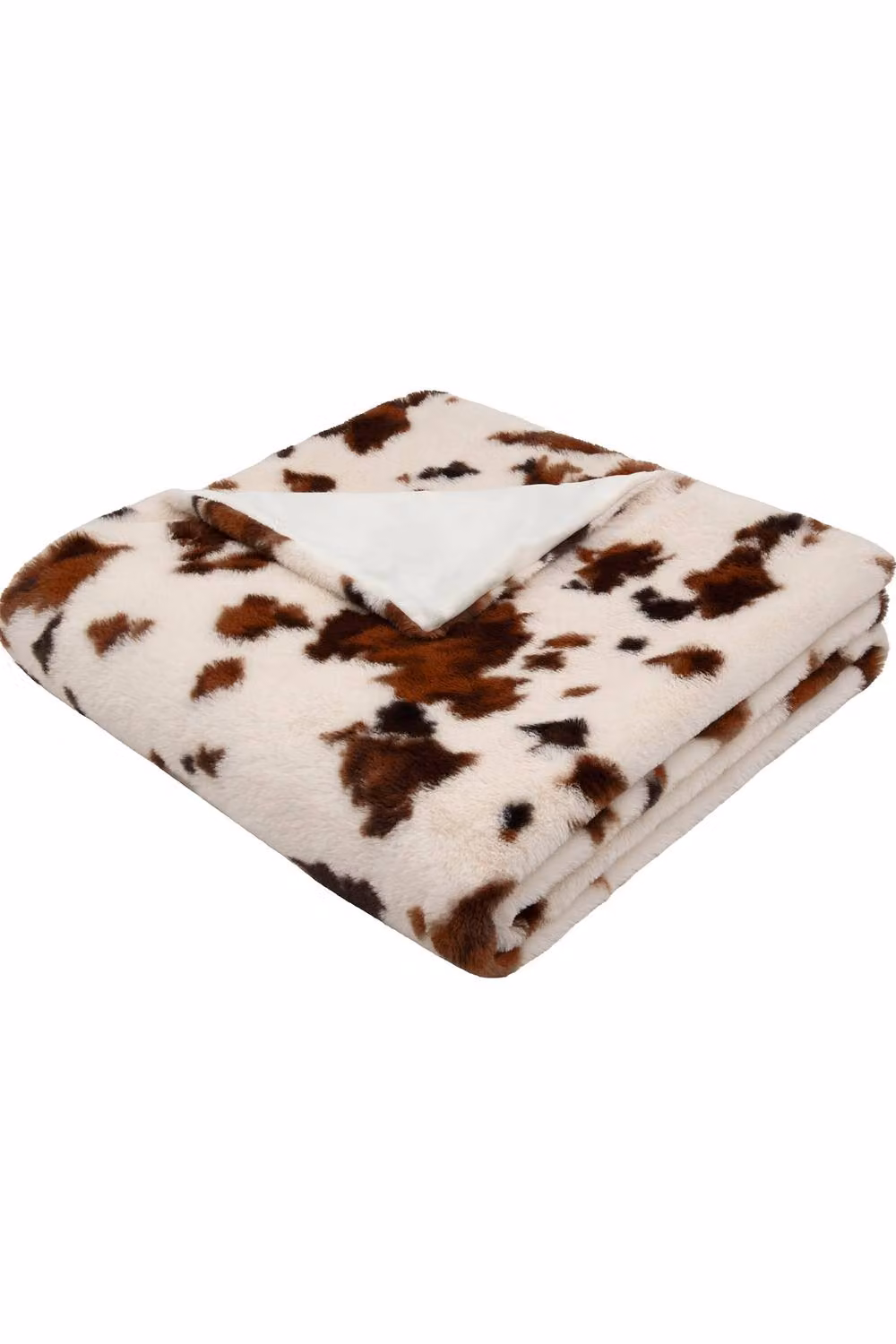 Fusion Cow Print Faux Fur Bedspread in Natural and Sand – 3