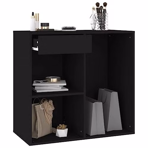 vidaXL Modern Black Cosmetic Cabinet in Matt Engineered Wood W/D/H: 80 x 40 x 75 cm – 6