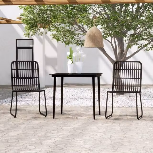 Berkfield Home 3 Piece Modern Garden Dining Set in Black
