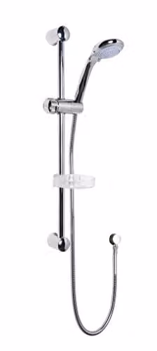 nuie JTY034 Modern Chrome Curved Slide Rail Kit with Multi-Functional Handset and Soap Dish