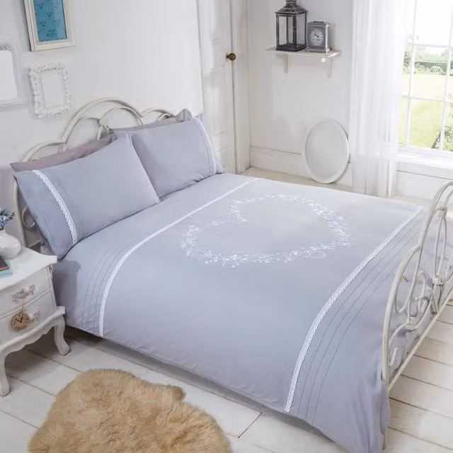 Rapport Home Heart Duvet Cover Set, Grey, 200 x 200 cm