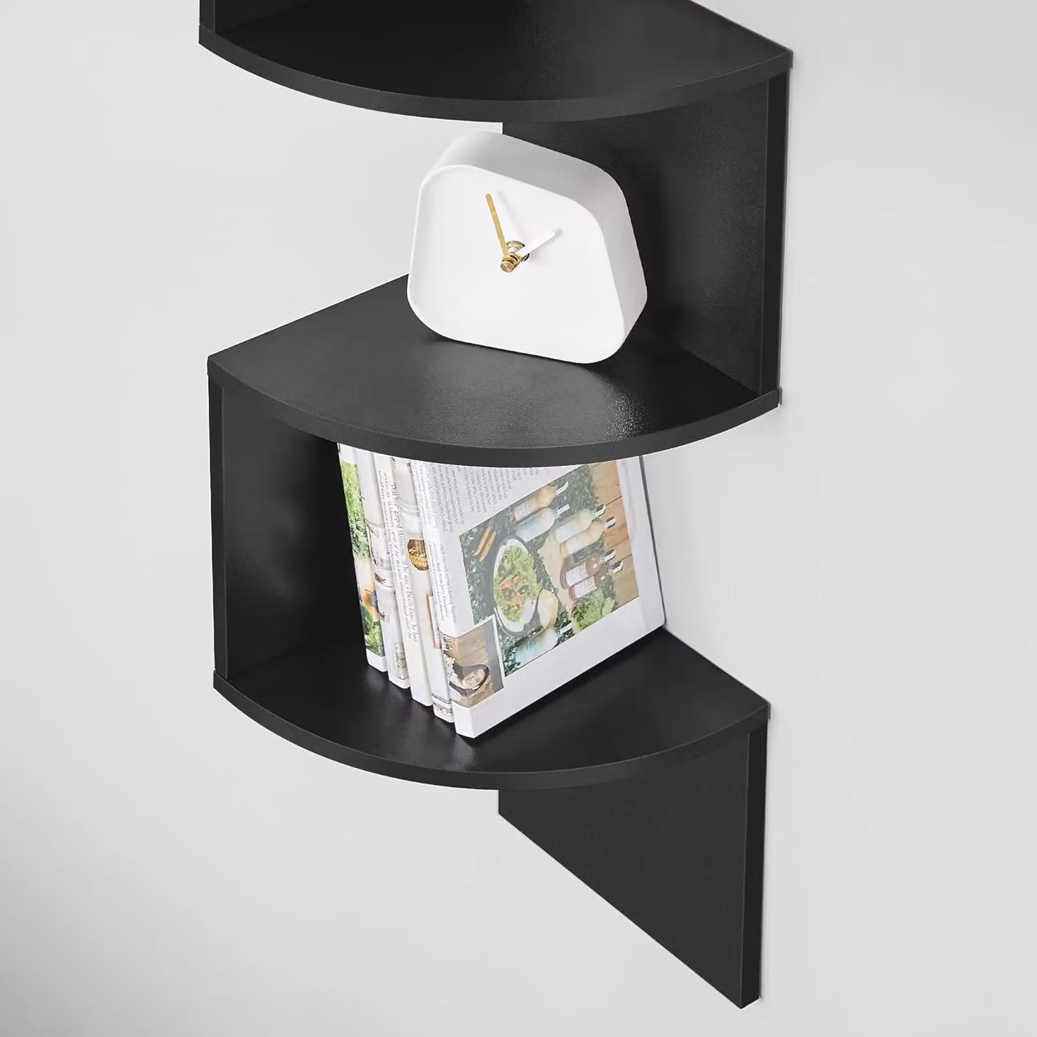 VASAGLE 5 Tier Black Wall Mounted Corner Shelf for Display and Decoration – 5