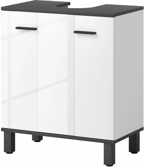 Kelvenix High Gloss White Freestanding Under Sink Bathroom Cabinet W/D/H: 70 x 60 x 34 cm