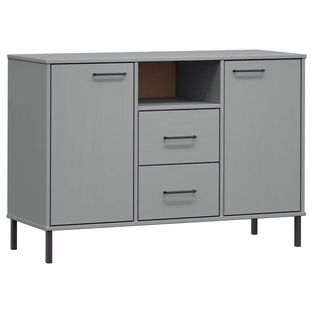 Berkfield Home Oslo Solid Wood Sideboard in Grey with Metal Legs W/D/H: 113 x 40 x 77 cm – 3