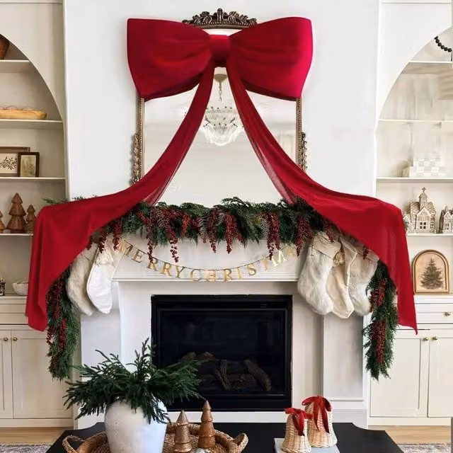 KORVIXA Red Bows Ribbon Christmas Tree Topper Decor W/D/H: 100 x 100 x 100 cm