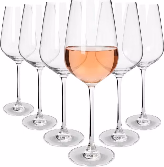 Argon Tableware Knightsbridge Lead-Free Crystal Rosé Wine Glasses, 540ml, Pack of 6, Transparent