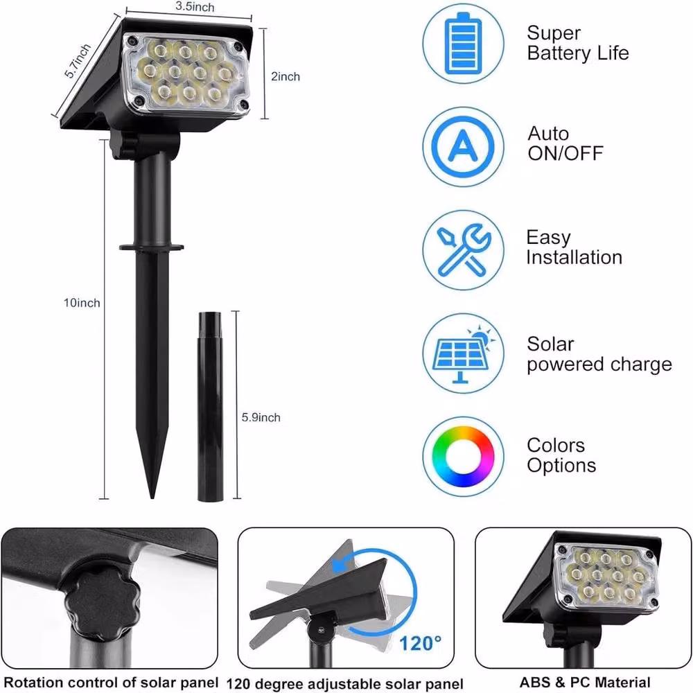 Havendro Solar LED Outdoor Garden Spot Lights in Black – 2