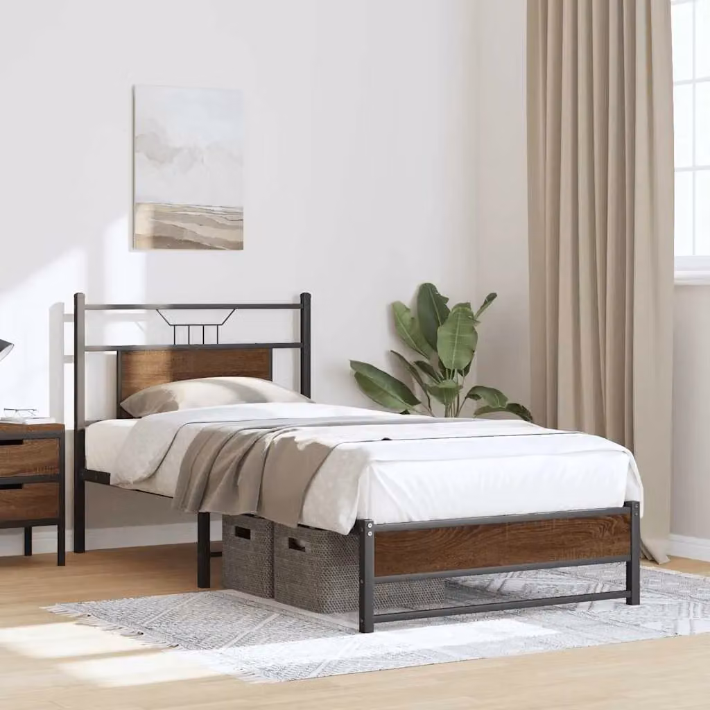 Berkfield Home Single Bed Frame in Brown Oak with Drawers, W/D/H: 90 x 190 cm – 3