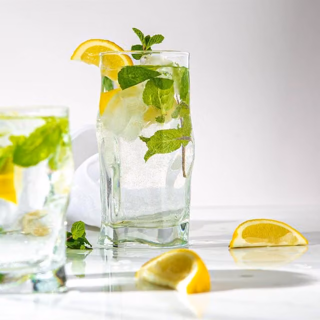 Bormioli Rocco Sorgente Transparent Glass Highball Tumblers, Set of 12