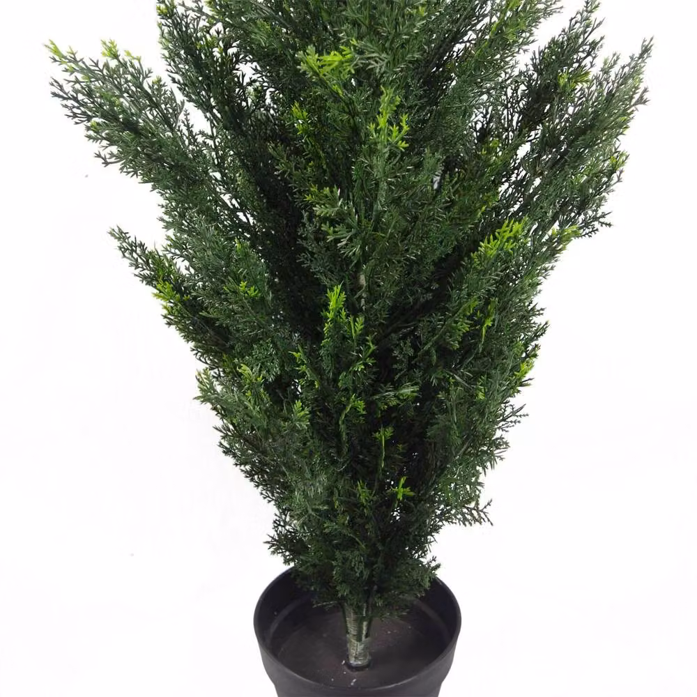 Botanik Pair of Green Artificial Cedar Cypress Topiary Trees, UV Resistant, Height: 120 cm – 4