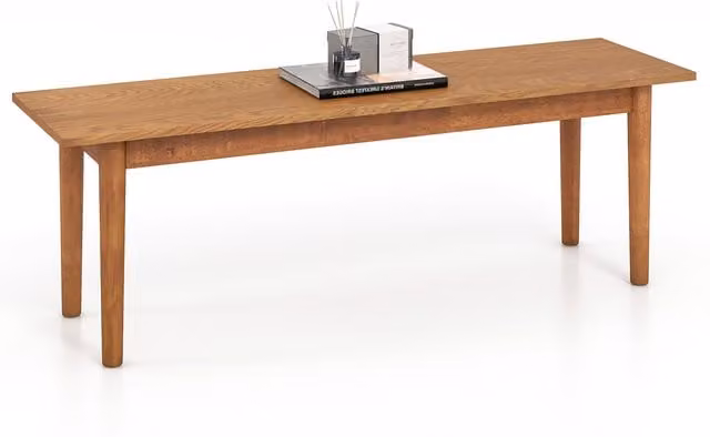 COSTWAY Modern Brown Rubberwood Kitchen Dining and Entryway Bench