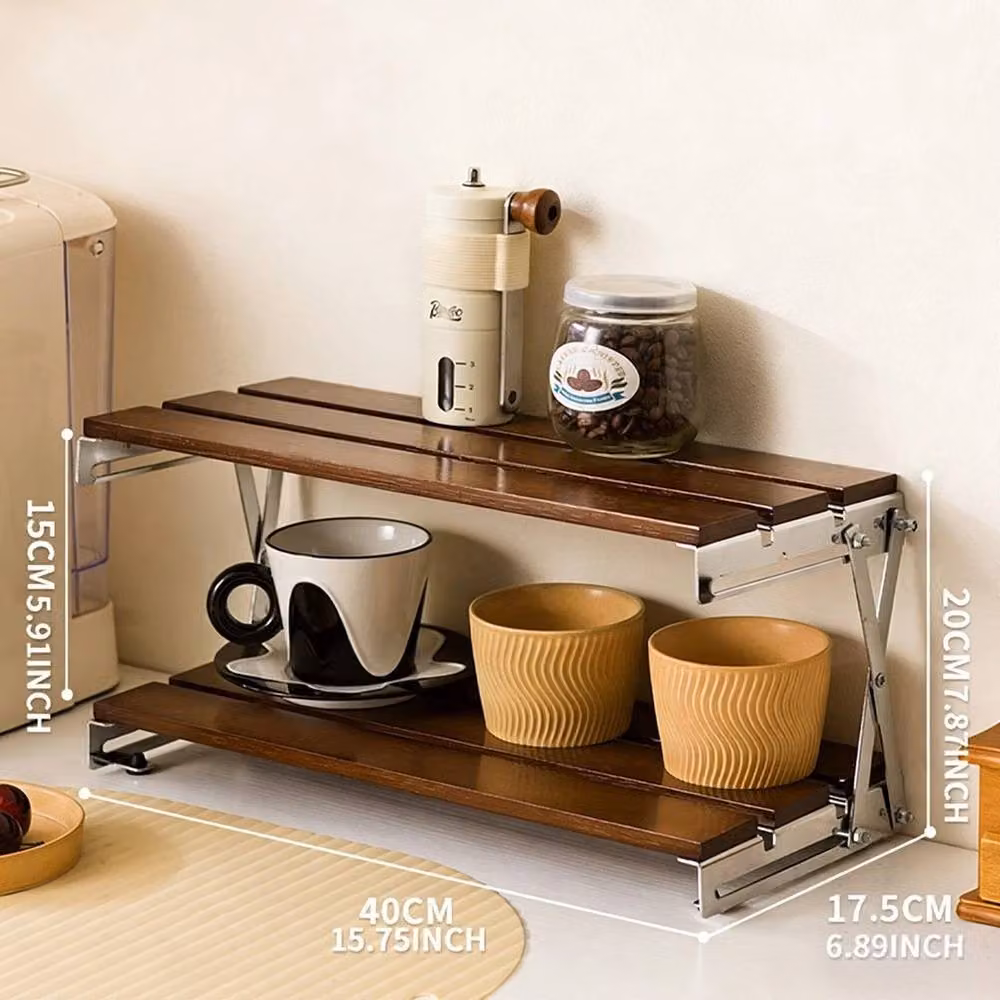 ERGOVEXA Desktop Storage Shelf for Home Office in Brown, W: 17.5 cm, D: 17.5 cm, H: 20 cm – 2