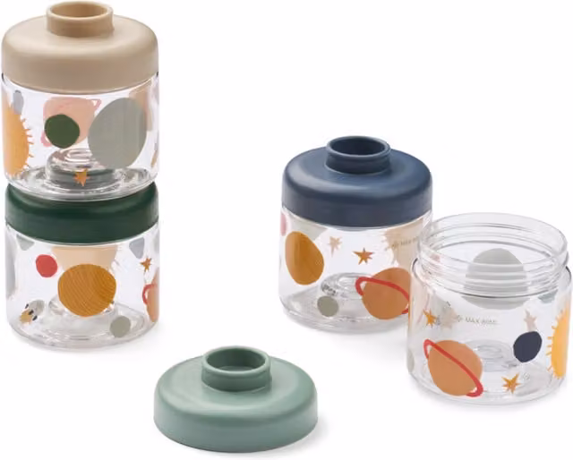 Liewood Dominique Baby Food Tritan Portion Containers, 4 Pack, Blue and Multicolour