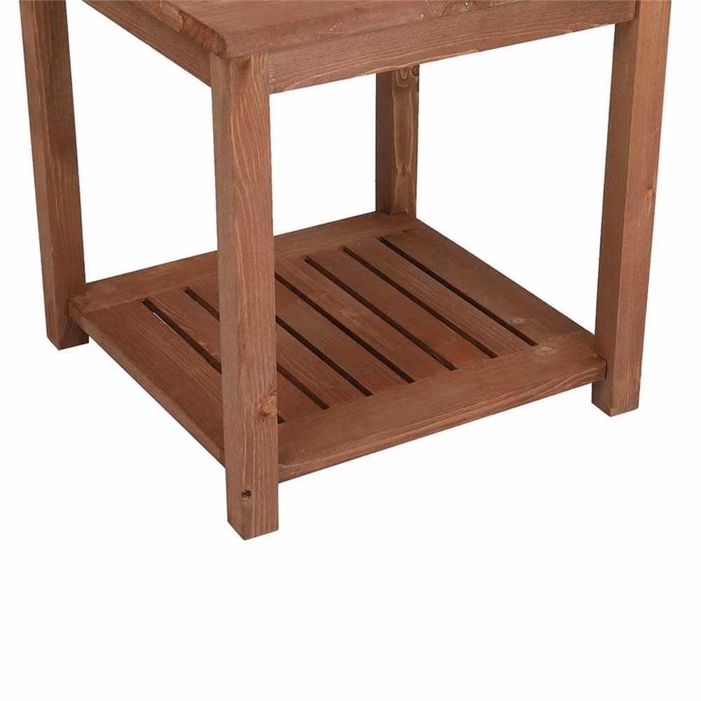 SPETLEK Square Wooden Side Table in Brown for Garden and Patio – 4