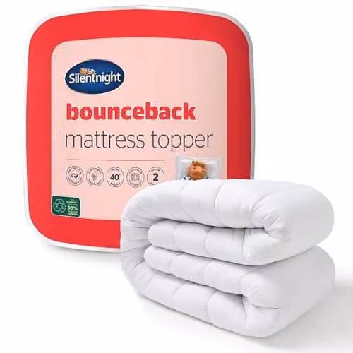 Silentnight Bounceback Soft Mattress Topper, White, W: 180 cm x D: 200 cm