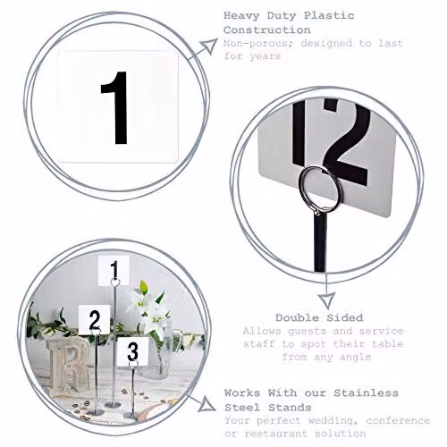 Argon Tableware Wedding Table Number Cards 1-100, White
