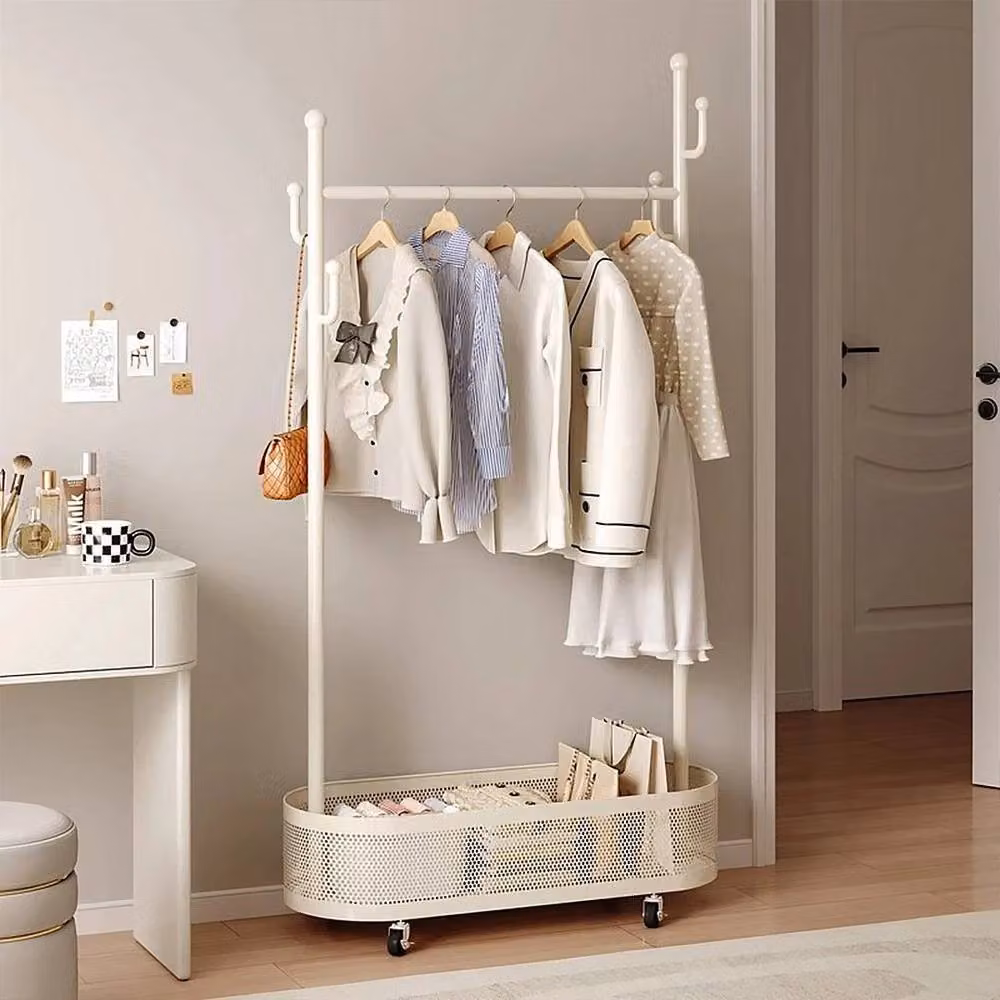 PAWNORA Minimalist Matt White Metal Clothes Rail and Dual Hook Rack – 3