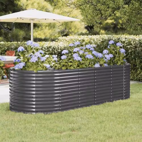 vidaXL Galvanised Steel Garden Raised Bed, Anthracite, W: 249 cm, D: 100 cm, H: 68 cm – 2