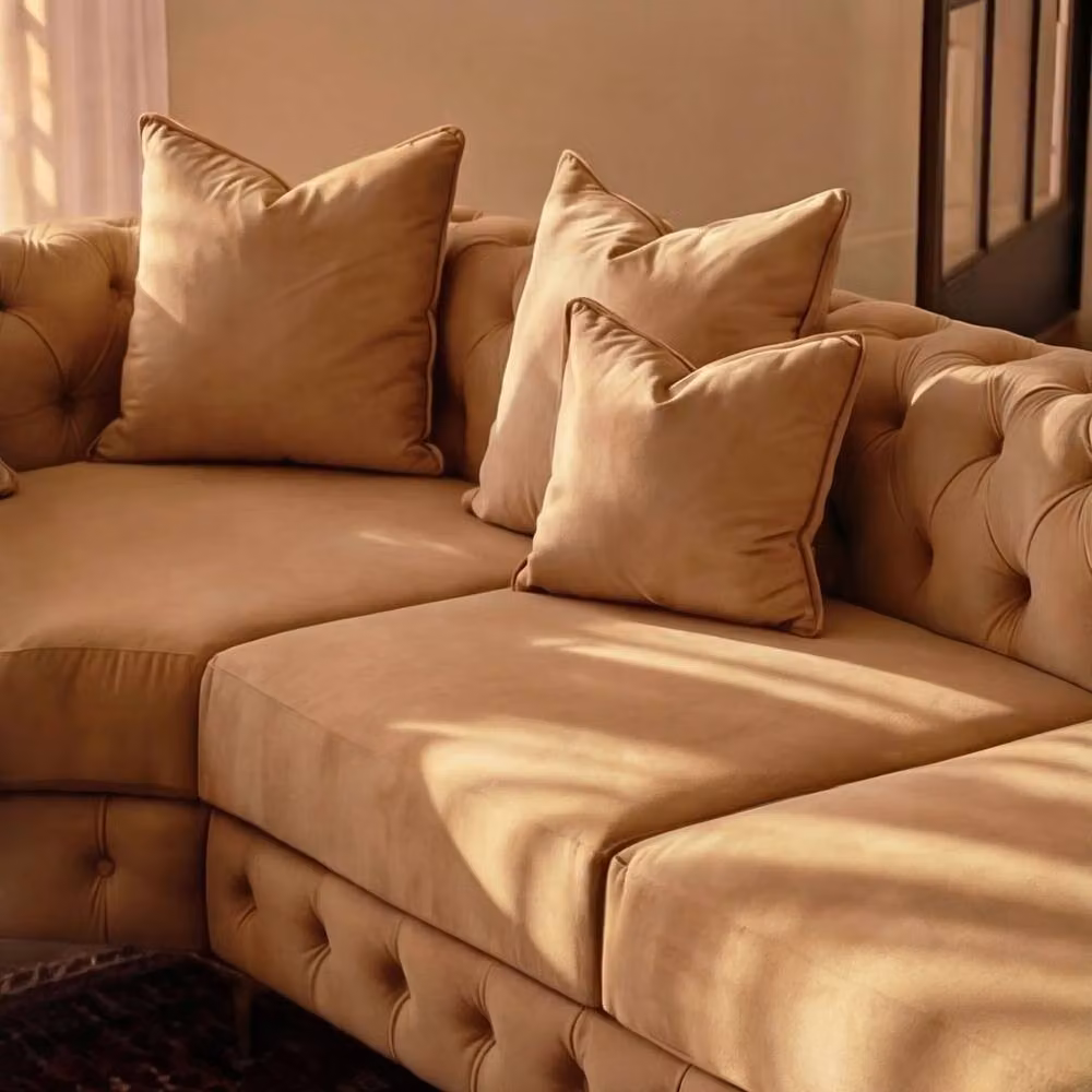 Sofaya Monaco 4 Seater Chesterfield Corner Sofa in Brown Velvet with Left Hand Chaise – 3
