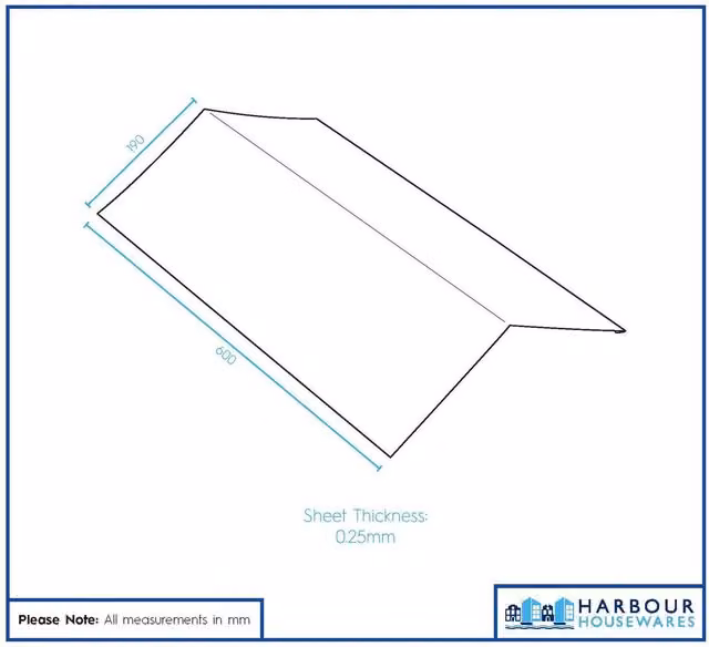 Harbour Housewares 5-Pack Green Metal Roofing Ridge Caps, Steel Enamel Finish, W: 60 cm, D: 30 cm, H: 3.2 cm