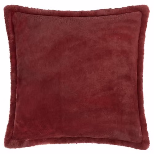 Riva Home Furn Kallu Reversible Faux Fur Square Decorative Cushion in Red and Pink, W/D/H: 55 x 55 x 55 cm