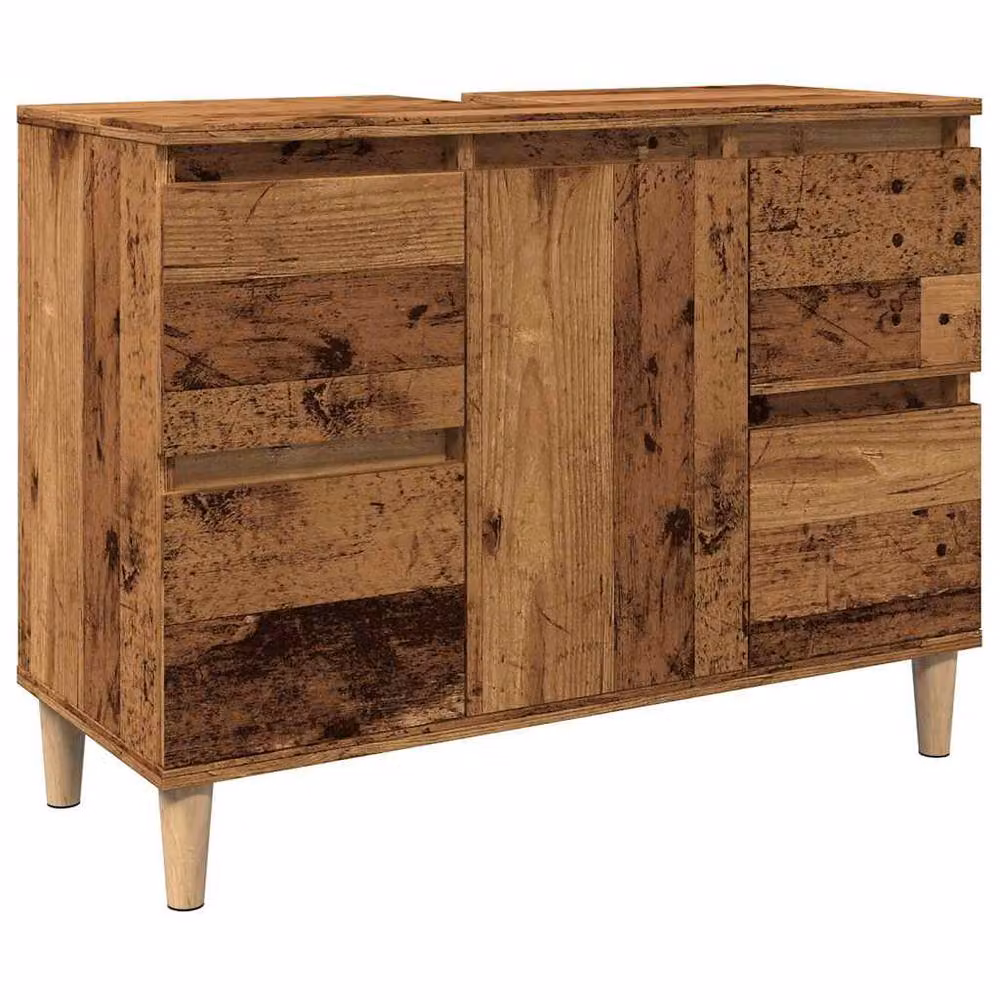 Berkfield Home Sink Cabinet in Old Wood Brown, W/D/H: 80 x 33 x 60 cm – 2