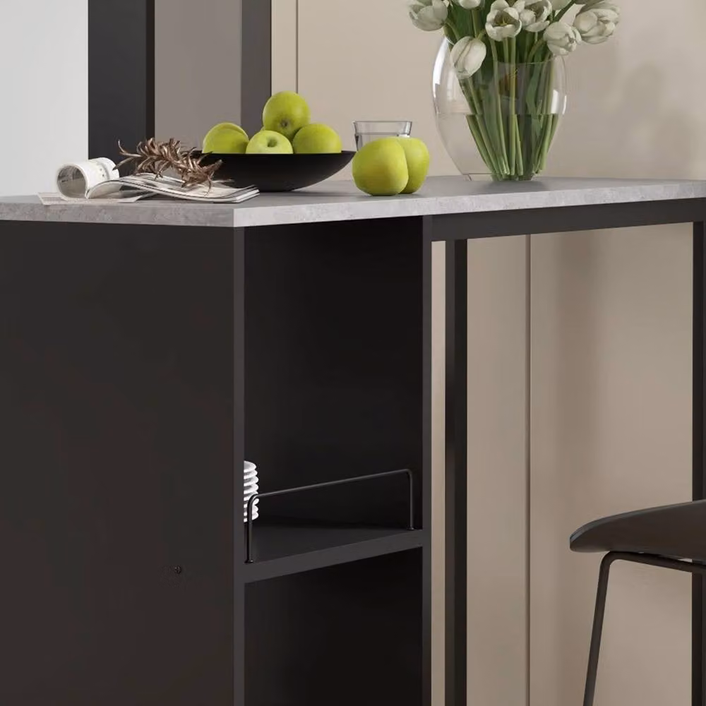 STILVORA Modern Black Bar Table with Storage – 7