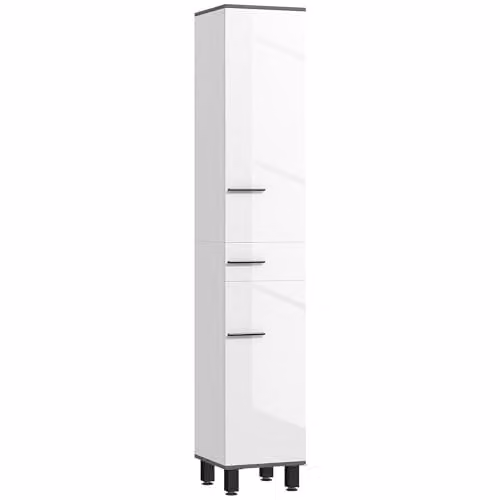 HOMCOM Modern Freestanding Bathroom Storage Tall Cabinet with Adjustable Shelves and Drawers, W/D/H: 32 x 27 x 190 cm – 1