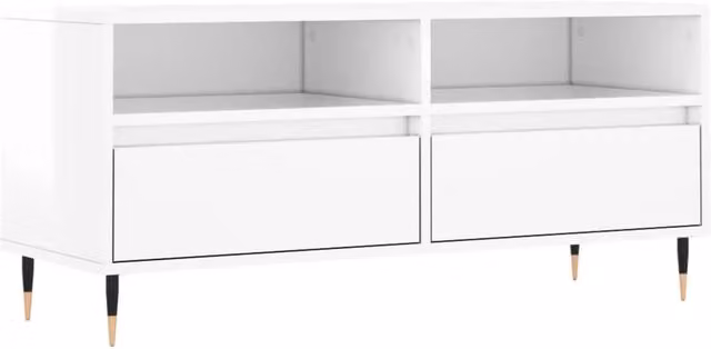 Berkfield Home Modern High Gloss White TV Cabinet W/D/H: 100 x 34.5 x 44.5 cm