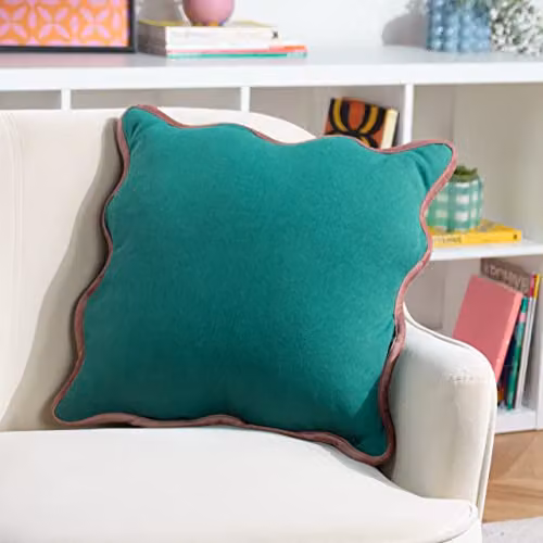 Heya Home Wiggle Reversible Velvet Cushion in Green and Pink, W/D/H: 45 x 45 x 45 cm – 3