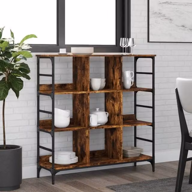 Berkfield Home Smoked Oak Sideboard in Brown, W/D/H: 102 x 32 x 103.5 cm – 1