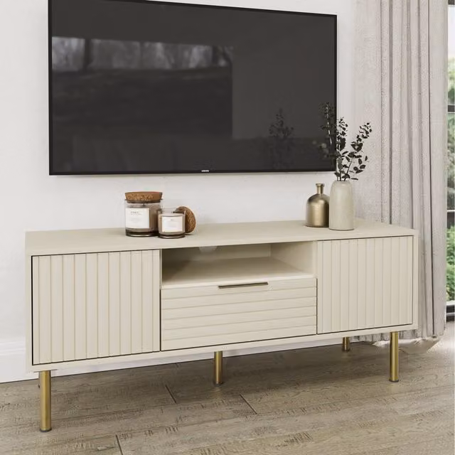GFW Nervata Art Deco TV Unit in Ivory
