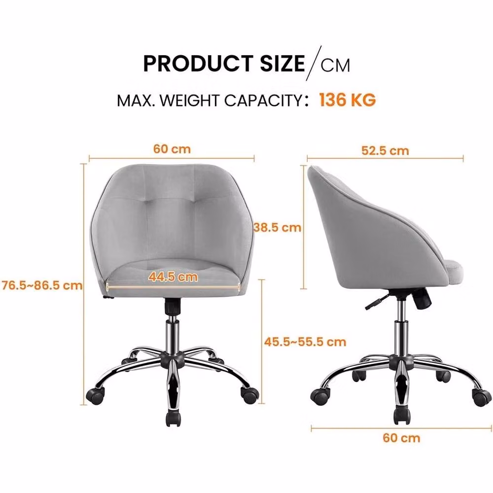 Kelvenix Modern Upholstered Swivel Task Chair in Grey – 2