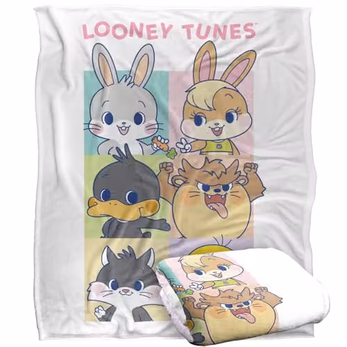 LOGOVISION Looney Tunes Gokko That's All Cubes Super Soft Silky Touch Fleece Throw Blanket, Multicolour, W: 152 cm, D: 127 cm – 1