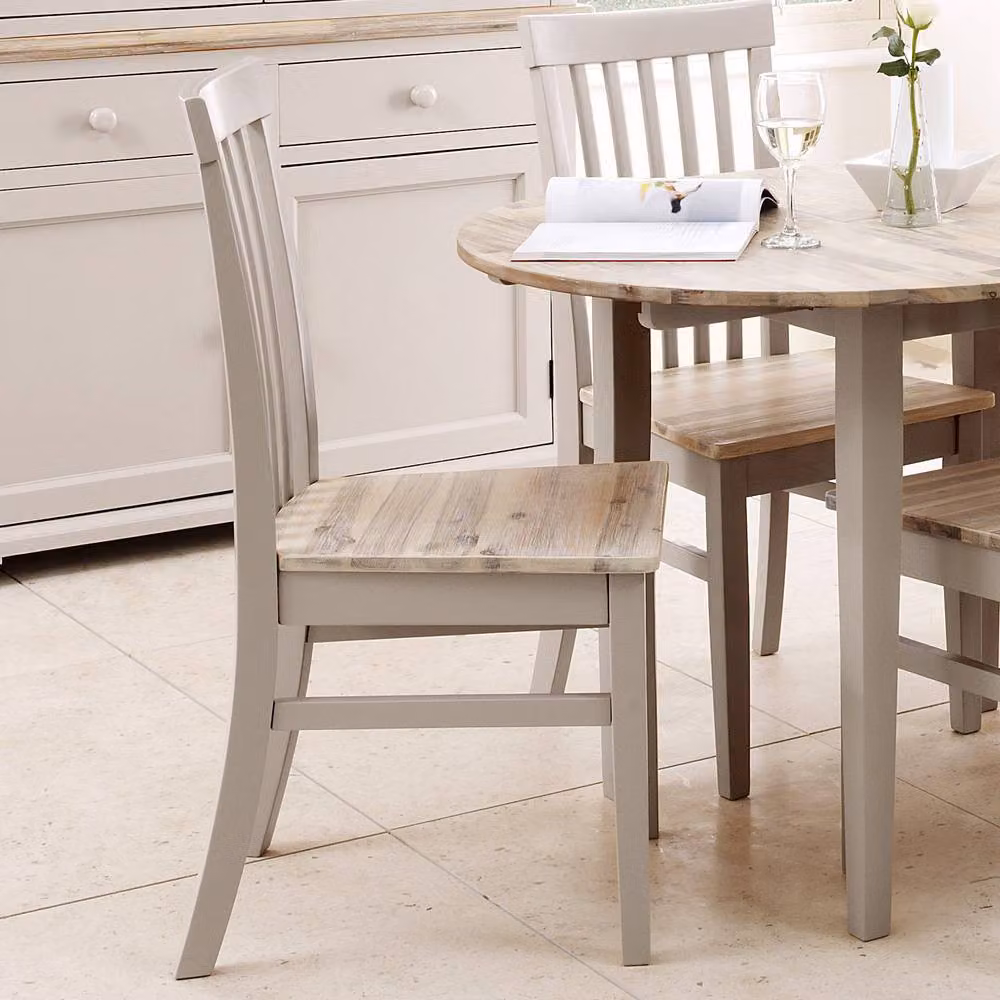 Statement Furniture Florence Highback Dining Chairs with Acacia Wood Seat, Set of 2, Truffle, W: 45 cm, D: 53 cm, H: 94 cm, Seat Height: 45 cm – 2