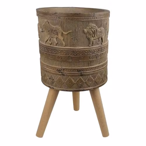 Leaf Rustic Round Large Planter Pot in Fibreglass, W/D/H: 29.0 x 29.0 x 55.0 cm – 1