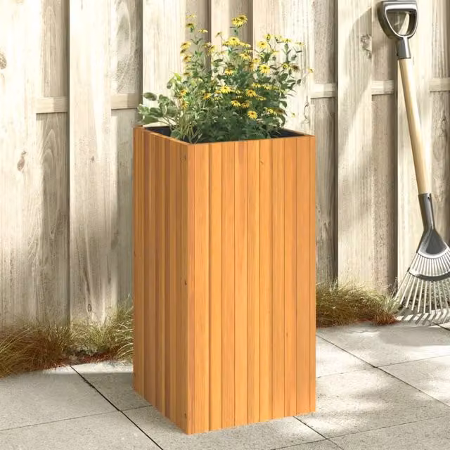 Berkfield Home Acacia Wood Garden Planter in Brown, W/D/H: 45 x 45 x 90 cm
