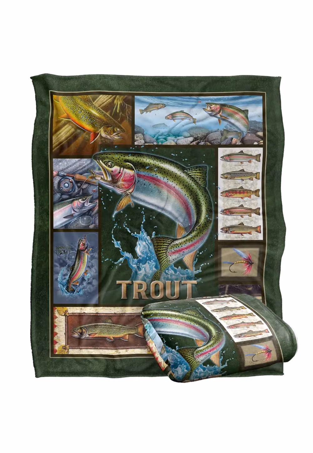 JQ Licensing Trout Fishing Silky Touch Super Soft Fleece Throw Blanket in White, W/D/H: 152 x 127 cm – 7