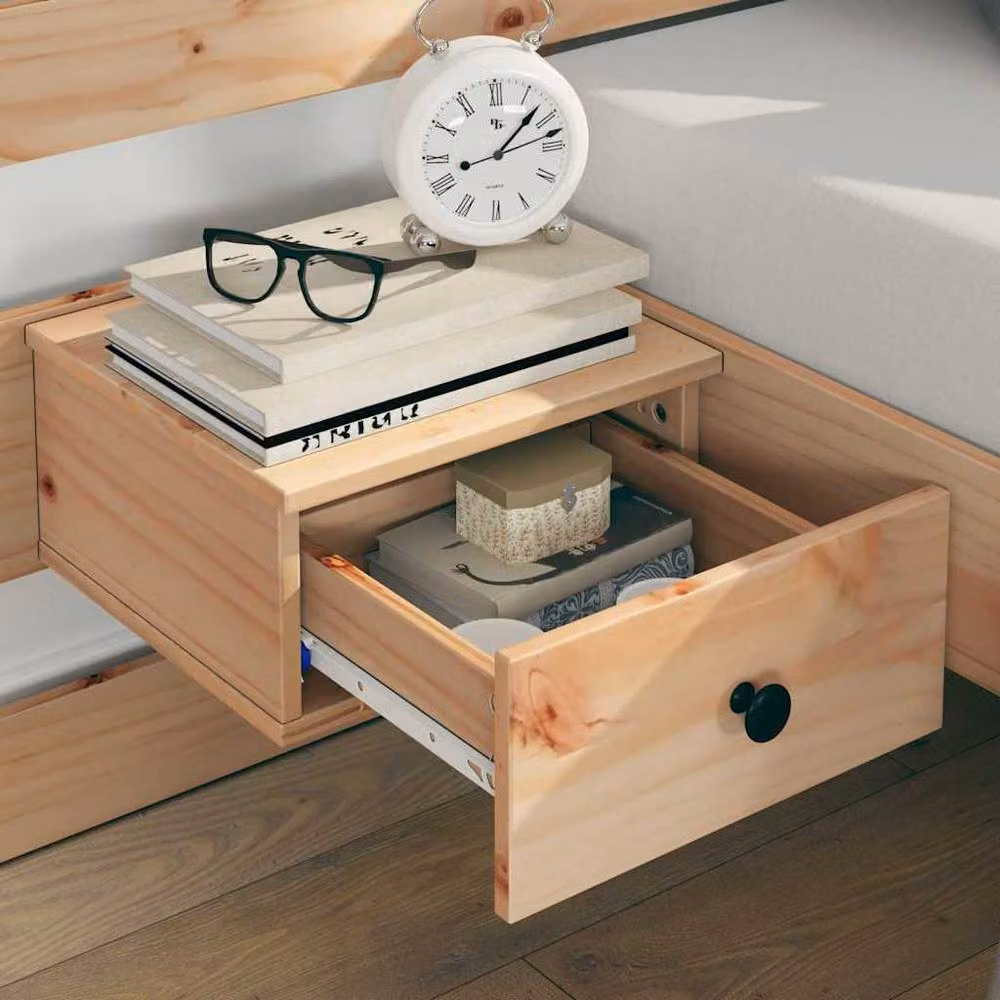 Berkfield Home Modern Solid Pine Wood Bed with Drawer in Brown and Beige, W: 160 cm, L: 200 cm – 2