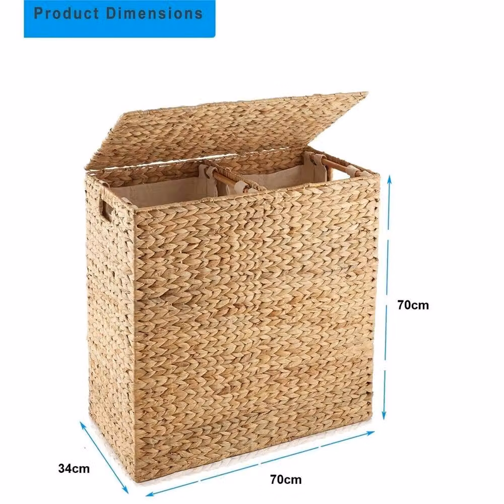Nordara Water Double Laundry Hamper Bin with Lid and Removable Bag, Brown – 2